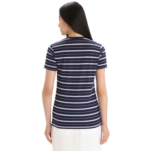 Icebreaker Merino 125 Cool Lite Wave Stripe T-shirt Med Korte ærmer Blå XS Kvinde