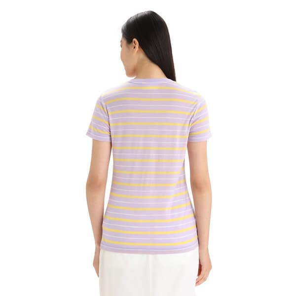 Icebreaker Merino 125 Cool Lite Wave Stripe T-shirt Med Korte ærmer Lilla XL Kvinde
