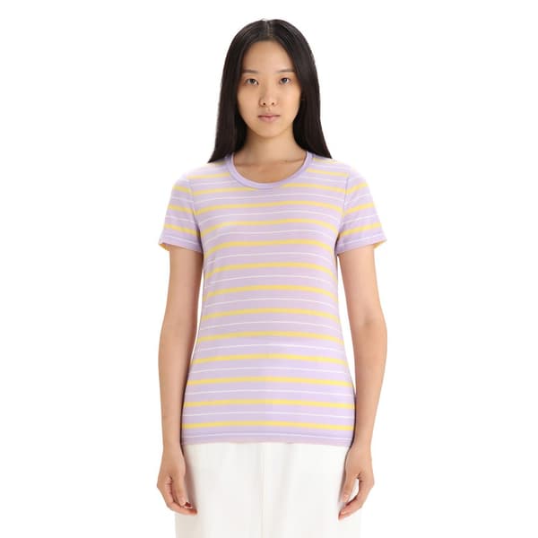 Icebreaker Merino 125 Cool Lite Wave Stripe T-shirt Med Korte ærmer Lilla XL Kvinde