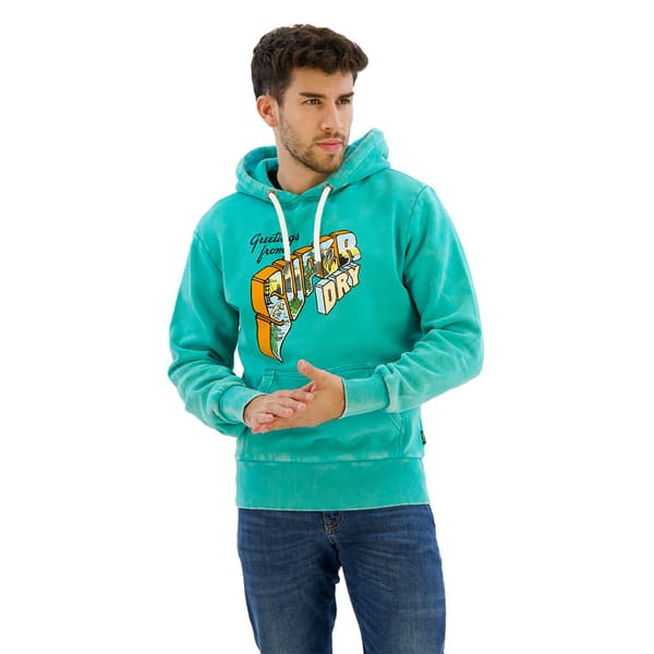 Superdry Neon Travel Graphic Loose Tröja Med Huva Grönt S Man