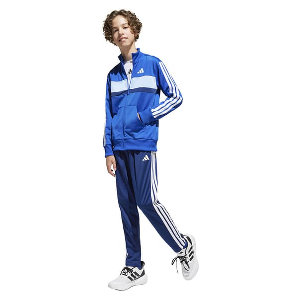 Adidas Seasonal Essentials Tiberio 3 Stripes Tricot Träningsdräkt Blå 11-12 Years Pojke