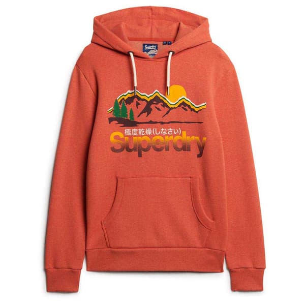 Superdry Cl Great Outdoors Graphic Huvtröja Orange S Man