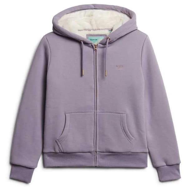Superdry Essential Borg Lined Sweatshirt Med Dragkedja Lila XS Kvinna