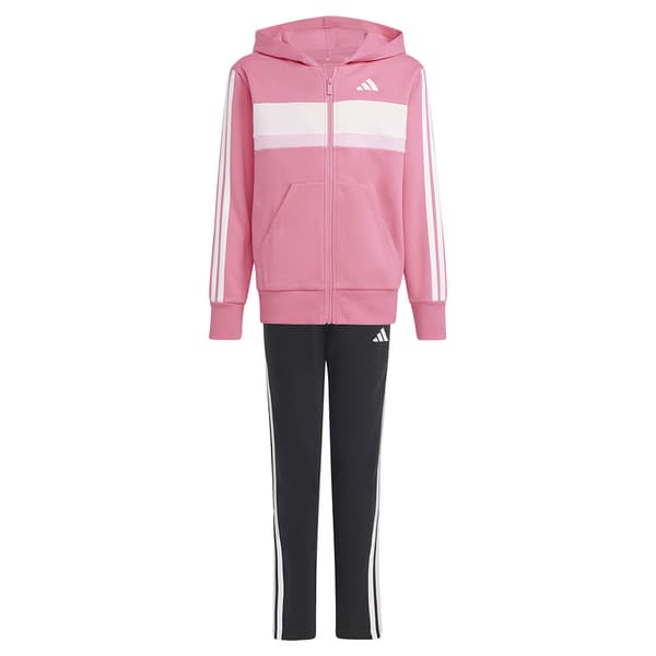Adidas Seasonal Essentials Tiberio 3 Stripes Fleece Träningsdräkt Rosa 11-12 Years Pojke
