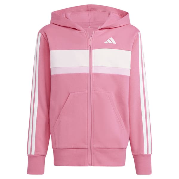 Adidas Seasonal Essentials Tiberio 3 Stripes Fleece Träningsdräkt Rosa 11-12 Years Pojke