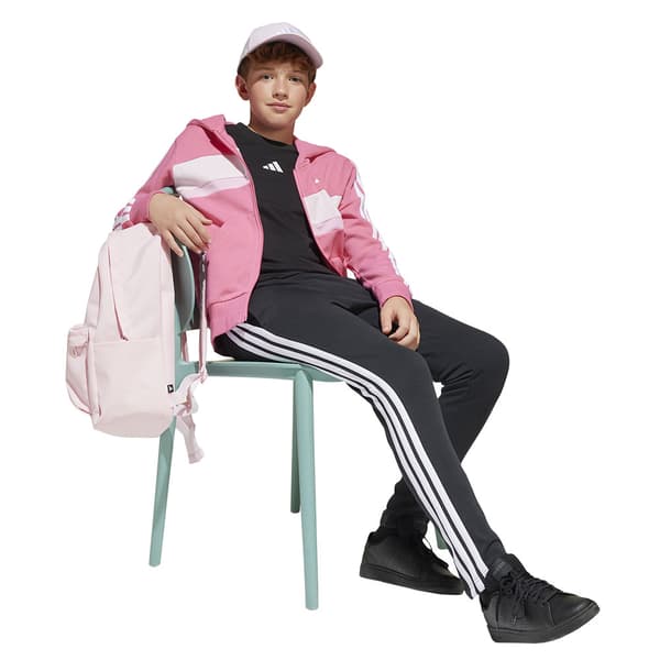 Adidas Seasonal Essentials Tiberio 3 Stripes Fleece Träningsdräkt Rosa 11-12 Years Pojke