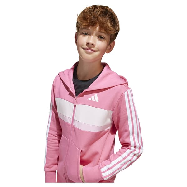 Adidas Seasonal Essentials Tiberio 3 Stripes Fleece Träningsdräkt Rosa 11-12 Years Pojke