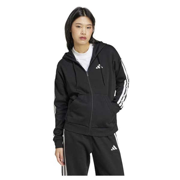 Adidas Essentials 3 Stripes Fleece Sweatshirt Med Dragkedja Svart L Kvinna