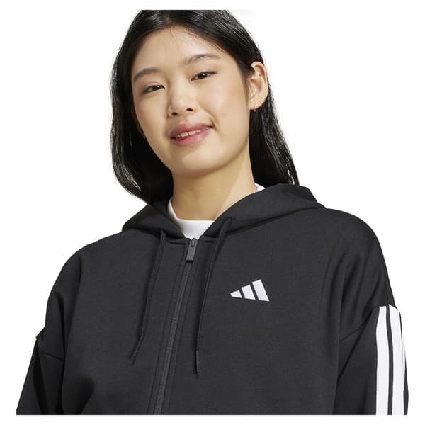 Adidas Essentials 3 Stripes Fleece Sweatshirt Med Dragkedja Svart L Kvinna