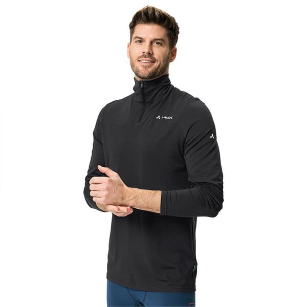 Vaude Monviso Halv Lynlås Langærmet T-shirt Sort 2XL Mand