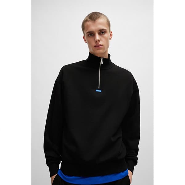 Hugo Neeler 10249110 Blue Collegepaita Puolivetoketjulla Musta M Mies