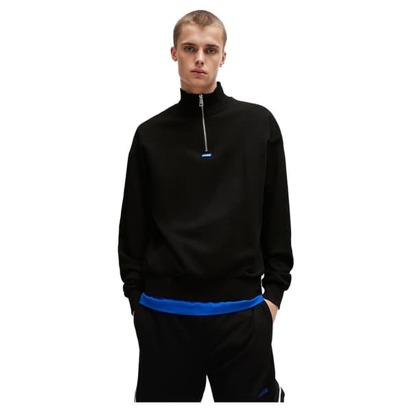 Hugo Neeler 10249110 Blue Collegepaita Puolivetoketjulla Musta M Mies