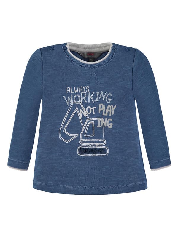 Baby Pojke Långärmad Blus Grävmaskin Blå Kanz