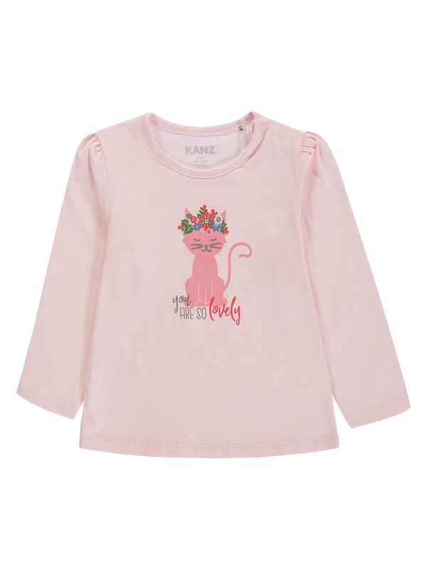 Långärmad blus för flickor, rosa, kattunge, Kanz