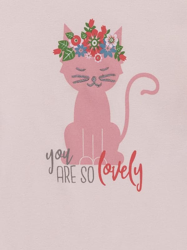 Langærmet bluse til piger, pink, kitty, Kanz