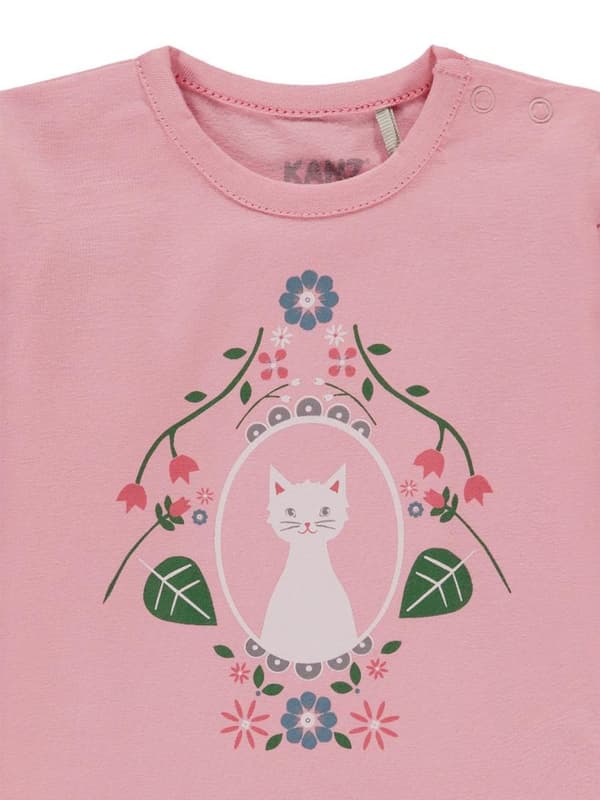 Långärmad blus för flickor, rosa, kattunge, Kanz