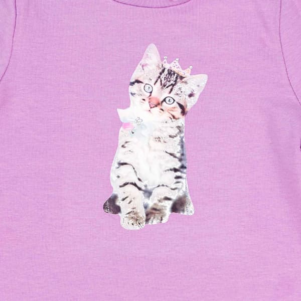 Långärmad blus för flickor, lila kitty, Olimpias