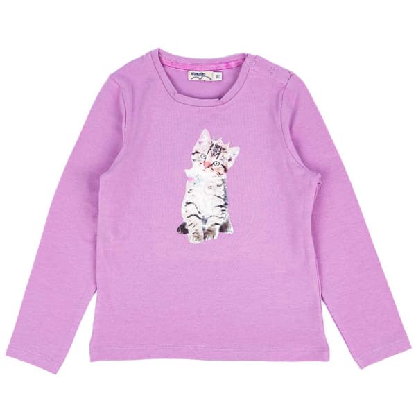 Långärmad blus för flickor, lila kitty, Olimpias