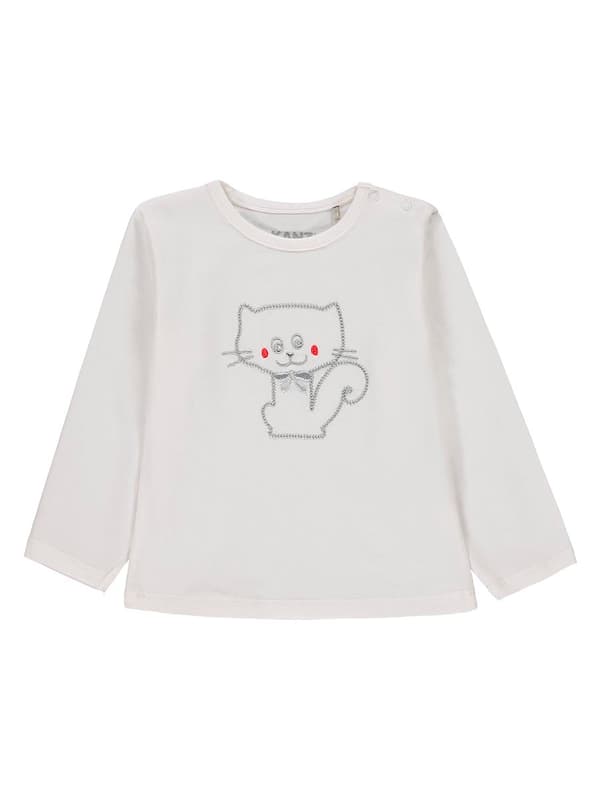 Babyblus med katttryck, vit Kanz