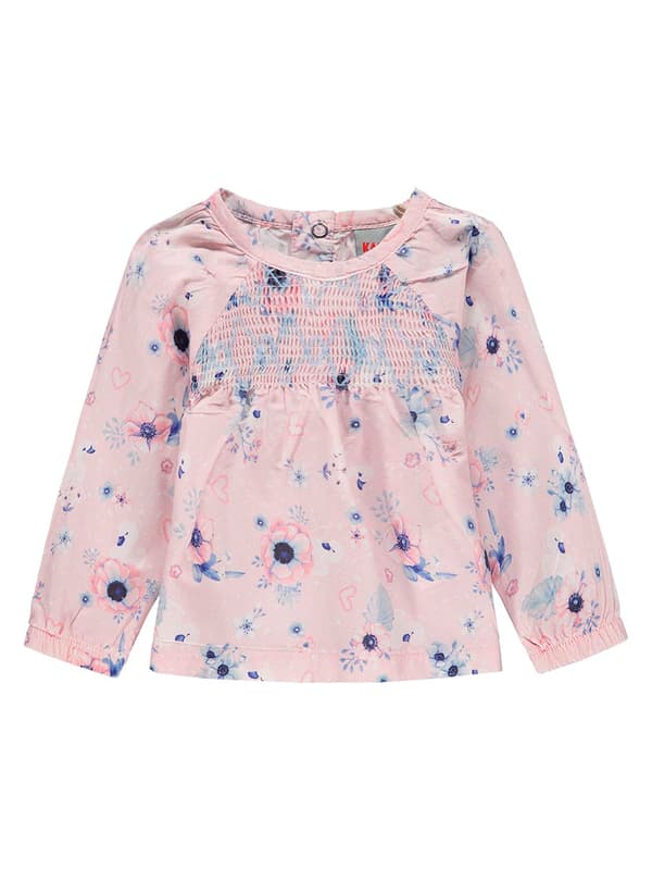 Flickblus med lång ärm och blommigt tryck Kanz