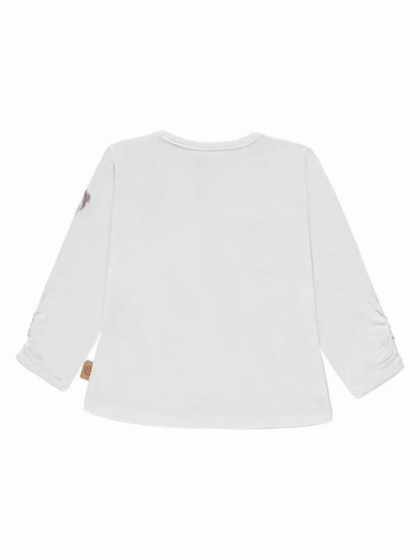 Vit långärmad t-shirt för flickor, navel