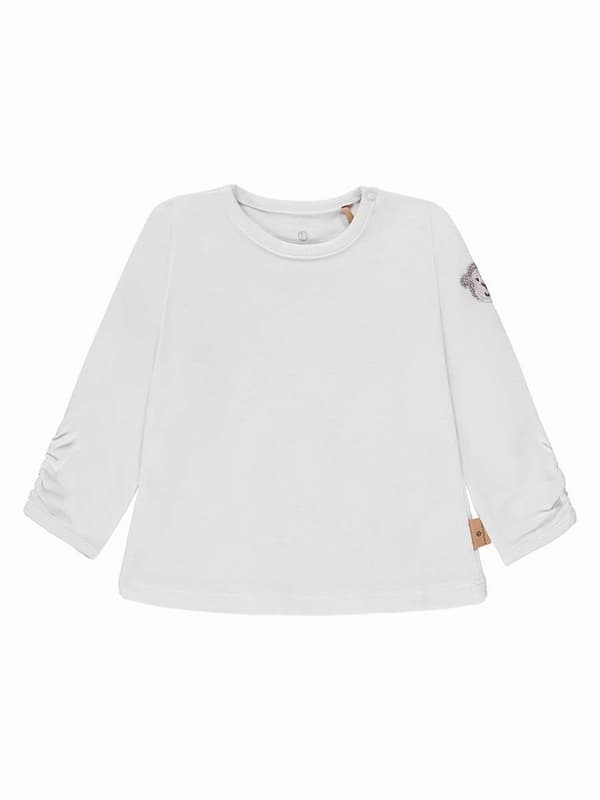 Vit långärmad t-shirt för flickor, navel
