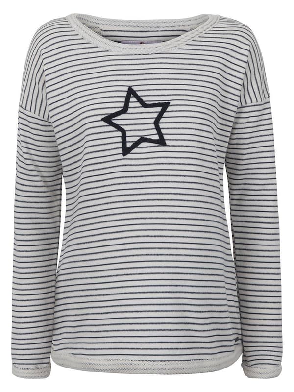 Damebluse med lange ærmer, grå, navle, graviditet