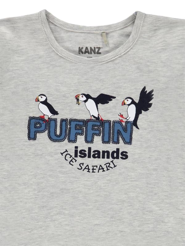 Grå Kanz-bluse med lange ærmer til piger