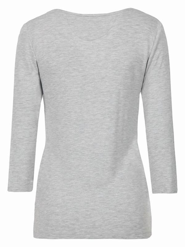 Damebluse med 3/4 ærmer, grå navle, graviditetsbluse