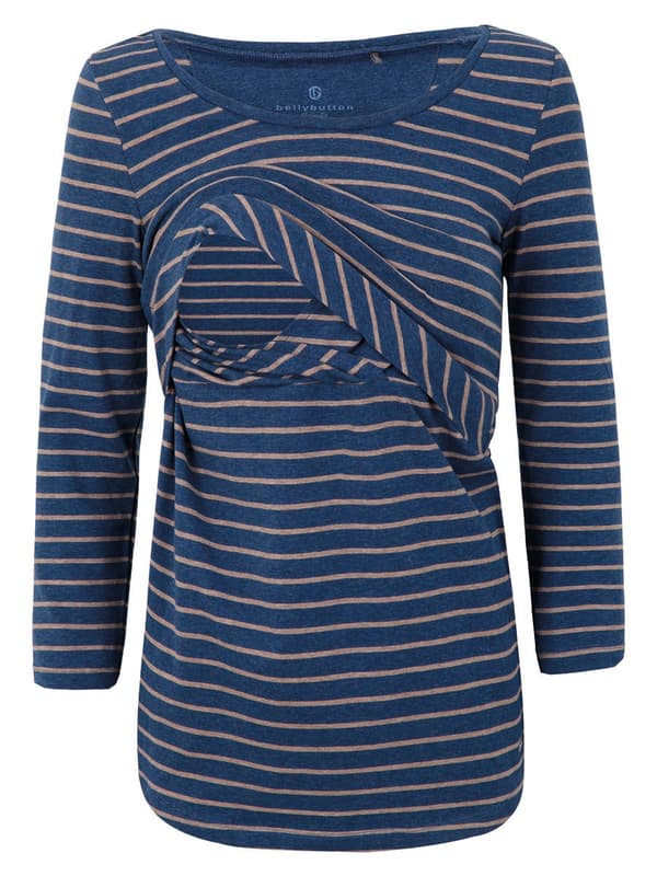 Blå amningsblus för kvinnor, navelnöt, gravid