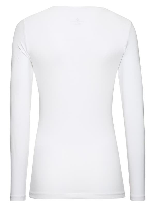 Damebluse med lange ærmer, hvid, navle, graviditet
