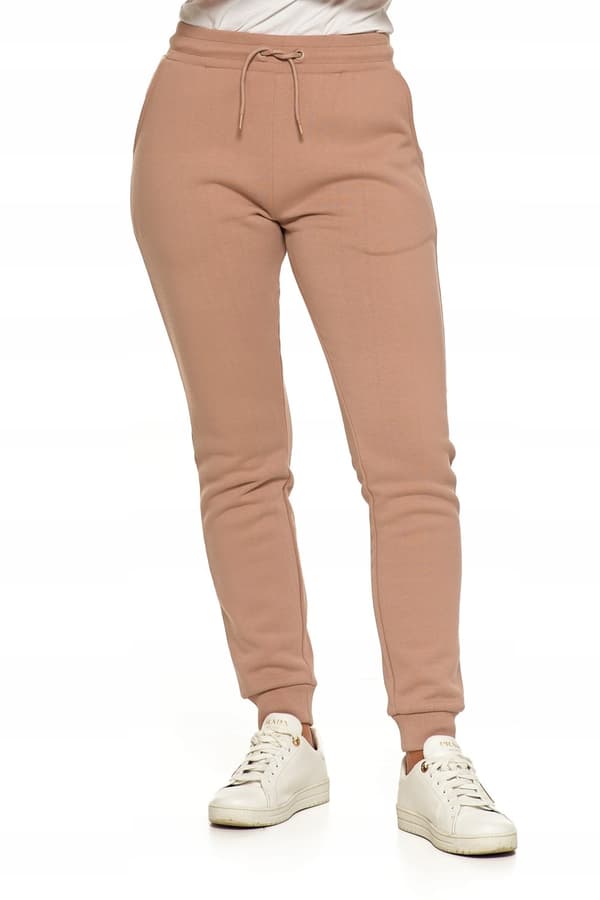 Varma joggingbyxor för kvinnor, enfärgade beige, klassiska MORAJ XXL