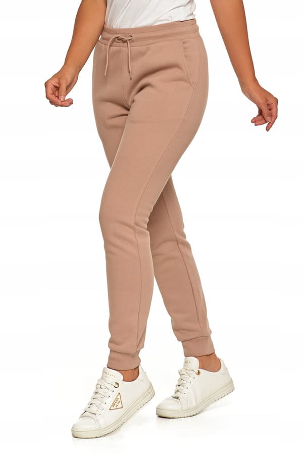 Varma joggingbyxor för kvinnor, enfärgade beige, klassiska MORAJ XXL