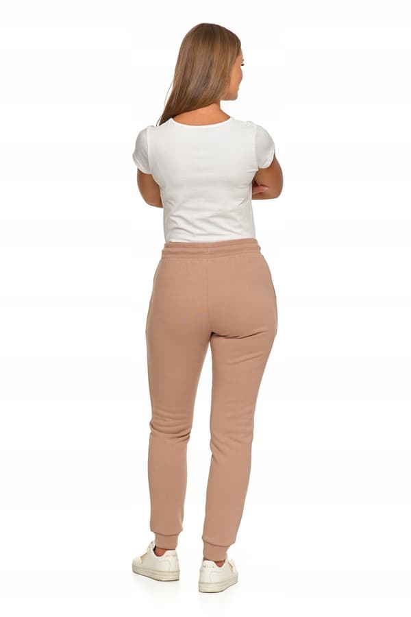 Varma joggingbyxor för kvinnor, enfärgade beige, klassiska MORAJ XXL