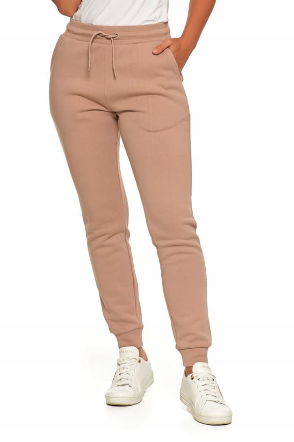 Varma joggingbyxor för kvinnor, enfärgade beige, klassiska MORAJ XXL