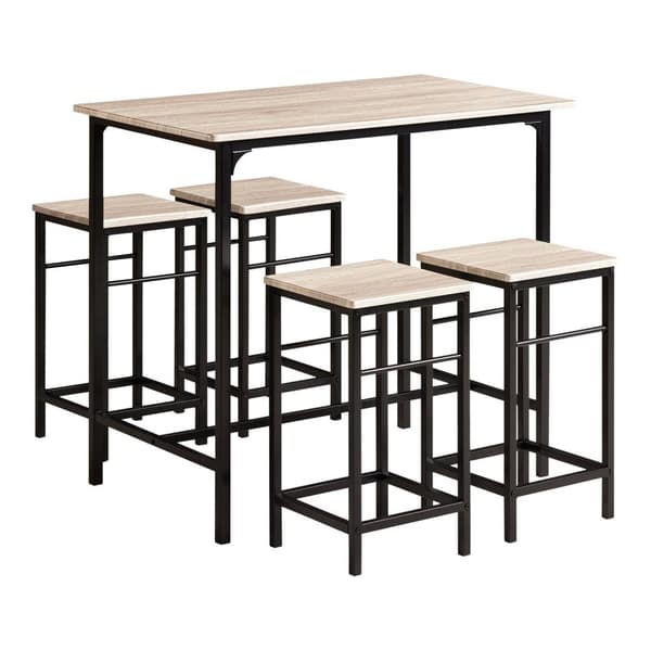 SoBuy Baaripöytä ja 4 baarijakkaraa Keittiön pöytä Ruokailuryhmä 4 hengelle P100cm L60cm K87cm puukuvio OGT11-N
