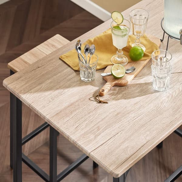 SoBuy Baaripöytä ja 4 baarijakkaraa Keittiön pöytä Ruokailuryhmä 4 hengelle P100cm L60cm K87cm puukuvio OGT11-N