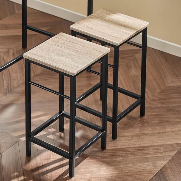 SoBuy Baaripöytä ja 4 baarijakkaraa Keittiön pöytä Ruokailuryhmä 4 hengelle P100cm L60cm K87cm puukuvio OGT11-N
