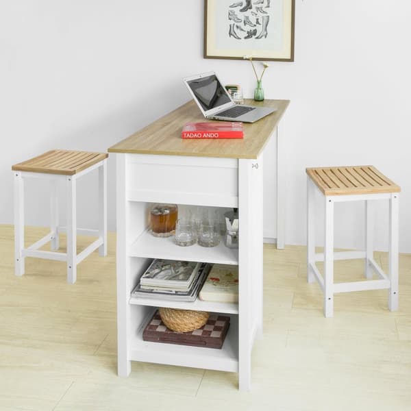SoBuy Barbord med hyllor, Köksbord, Arbetsbord, Skrivbord, FWT64-WN