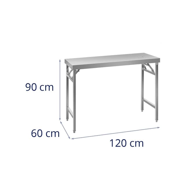 Royal Catering Rostfri arbetsbänk - hopfällbar - rostfritt stål - 120 x 60 cm