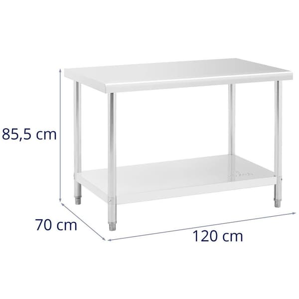 Royal Catering Rostfri arbetsbänk - 120 x 70 cm