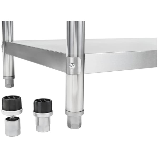 Royal Catering Rostfri arbetsbänk - 150 x 60 cm - Skyddskant - 130 kg lastkapacitet
