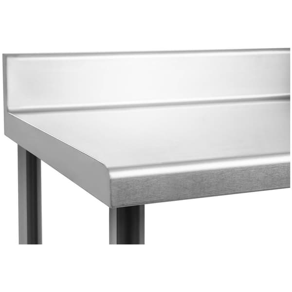 Royal Catering Rostfri arbetsbänk - 150 x 60 cm - Skyddskant - 130 kg lastkapacitet