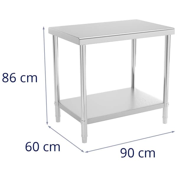 Royal Catering Rostfri arbetsbänk - 90 x 60 cm - 210 kg - rostfritt stål