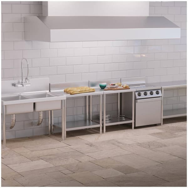 Royal Catering Rostfri arbetsbänk - 80 x 60 cm - 190 kg - rostfritt stål - skyddskant