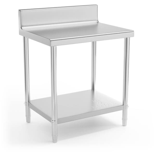 Royal Catering Rostfri arbetsbänk - 80 x 60 cm - 190 kg - rostfritt stål - skyddskant