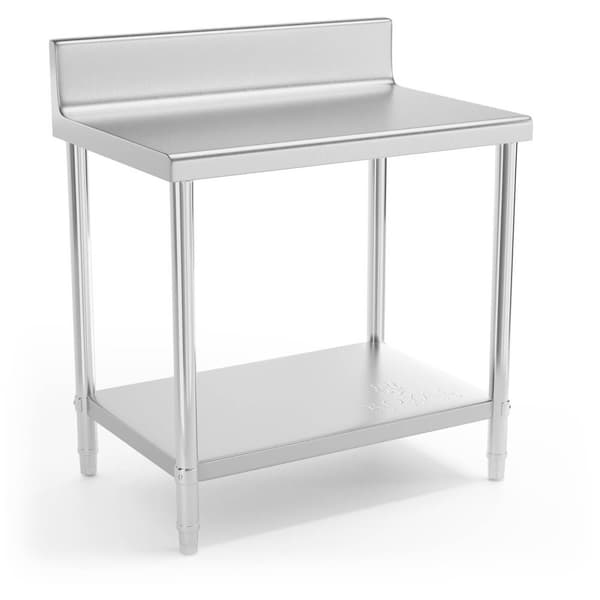 Royal Catering Rostfri arbetsbänk - 90 x 60 cm - 210 kg - rostfritt stål - skyddskant
