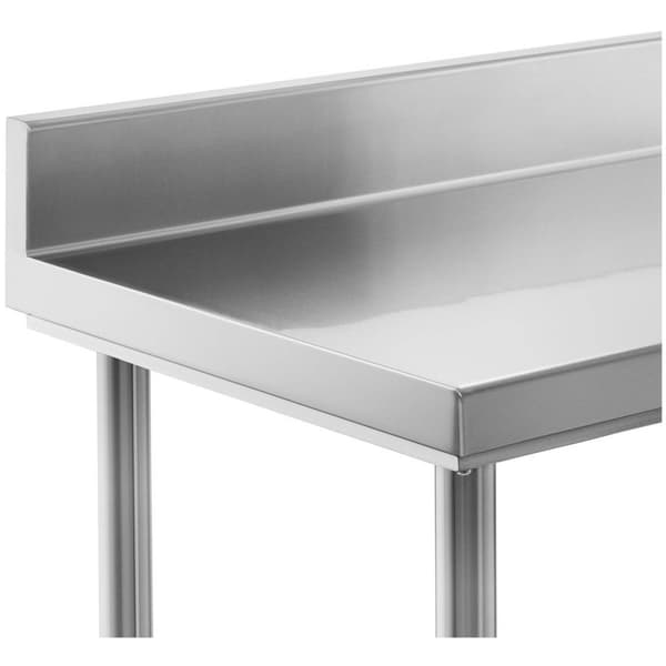 Royal Catering Rostfri arbetsbänk - 200 x 60 cm - Med skyddskant - Bärkraft 195 kg