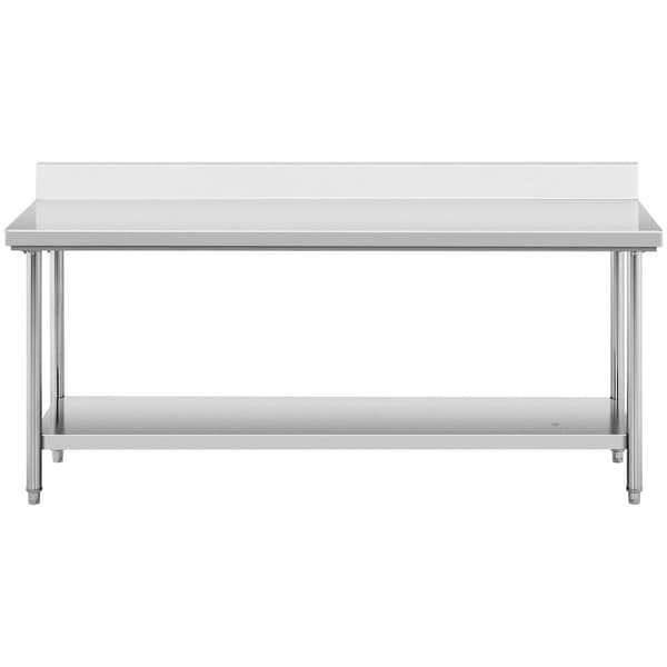 Royal Catering Rostfri arbetsbänk - 200 x 60 cm - Med skyddskant - Bärkraft 195 kg
