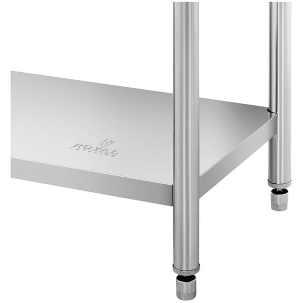 Royal Catering Rostfri arbetsbänk - 200 x 60 cm - Med skyddskant - Bärkraft 195 kg